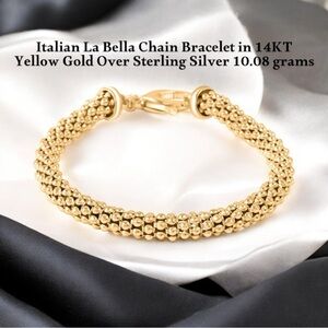 Italian La Bella Chain Bracelet in 14K Yellow Gold Over Sterling Silver 10.08 gm